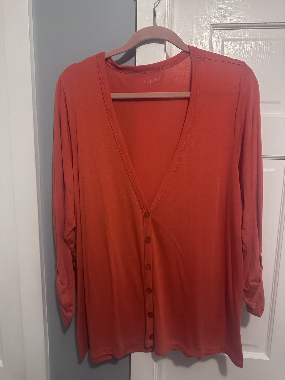 Sejour Women's Orange Long Line Cardigan - 1X